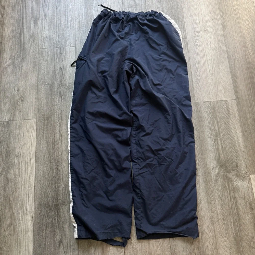 Nike Vintage Baggy Mens L Navy Track Pants Striped Y2K Athletic fleece lined